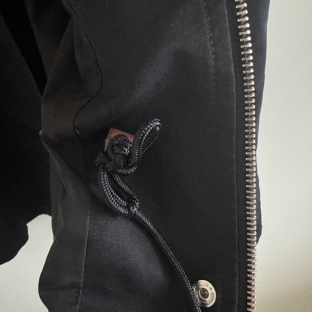 Lauren Ralph Lauren Black Field Jacket Leather Trim Utility Coat Womens - Picture 8 of 8
